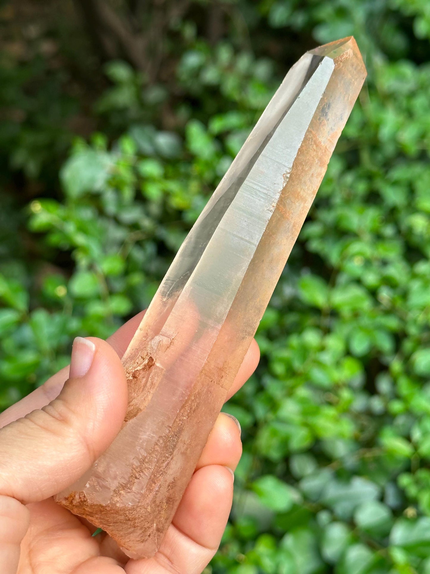 Rare Natural Long Laser Hematite Lemurian Quartz Crystal/Red Double Terminated Hematite Quartz/Tangerine Crystal/Meditation Wand-137 g