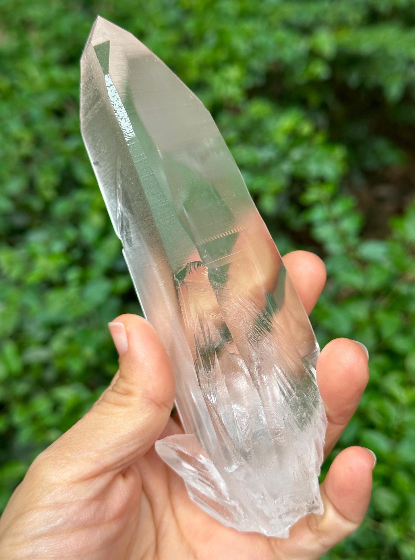 Natural Blue Angel's Feather Included Brazil Lemurian Seeds Quartz Muzo Blue Needle Crystal Point /Akashic Striation/Healing/Meditation-299g