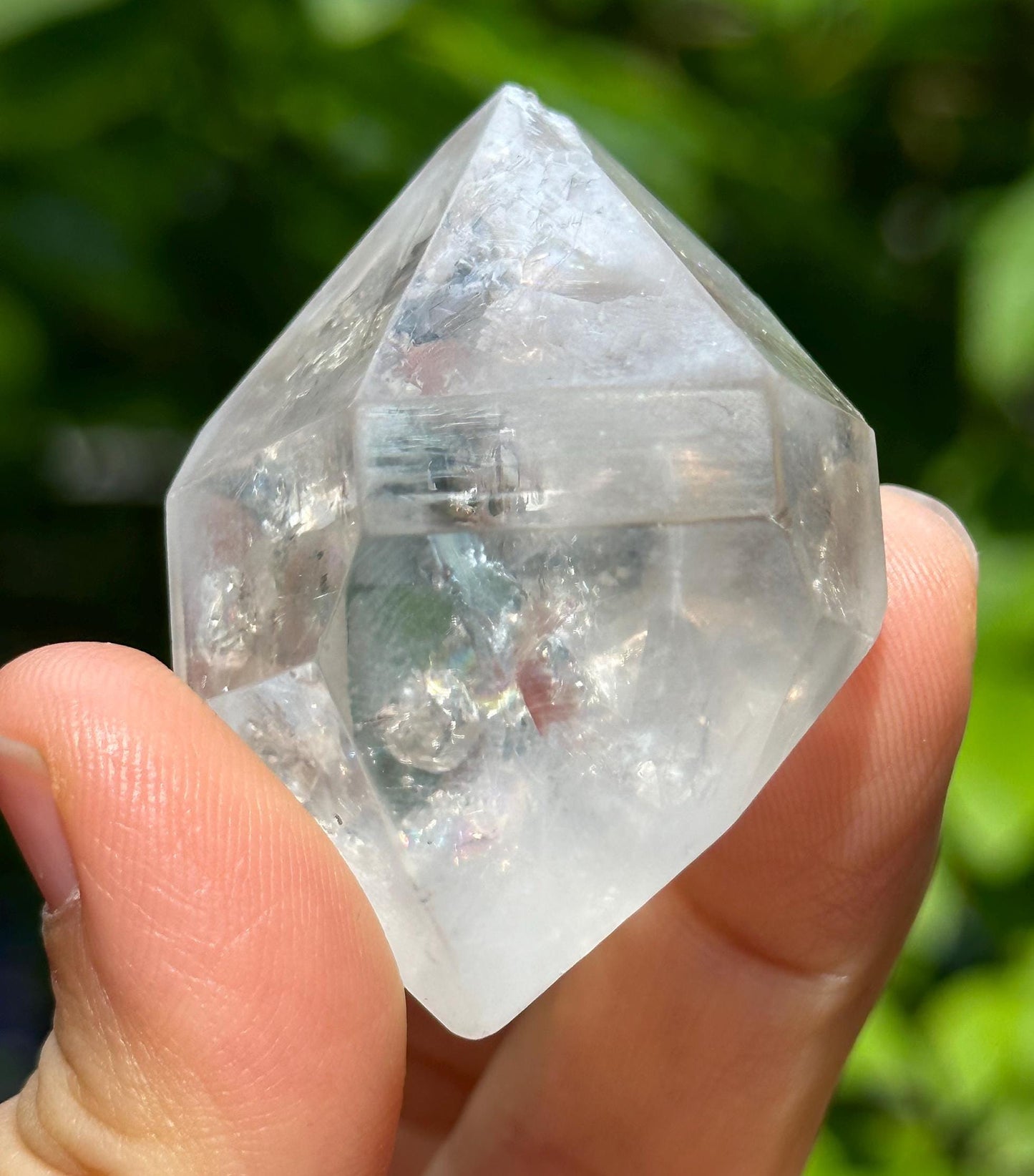 Clear Rainbow Herkimer Diamond Double Terminated Quartz Crystal with Floating Crystal/Specimen/Healing/Yungui Crystal-46 g