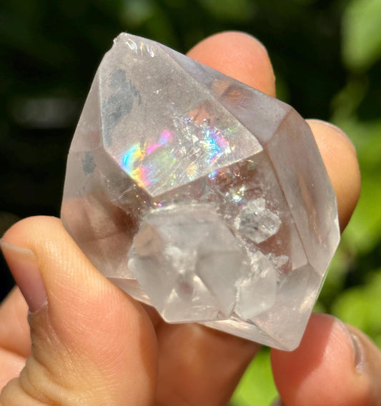 Clear Rainbow Herkimer Diamond Double Terminated Quartz Crystal with Floating Crystal/Specimen/Healing/Yungui Crystal-46 g