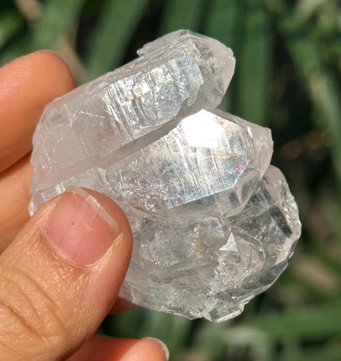 Tabular Rainbow Himalayan Faden Quartz Crystal Cluster from Pakistan/Crystal Healing/Meditation/Worry Stone-35 g