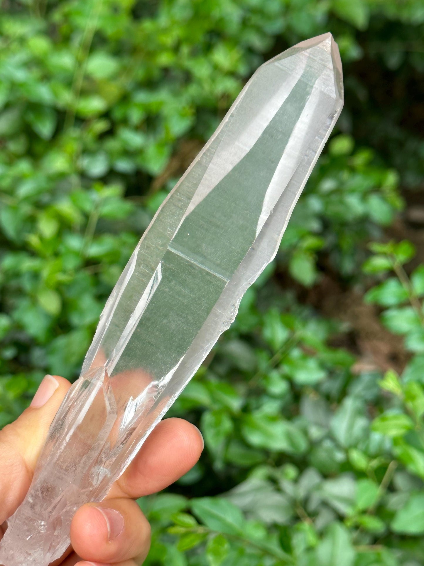 Clear Blue Angel's Feather Included Brazil Lemurian Seeds Quartz Muzo Blue Needle Crystal Point /Akashic Striation/Healing/Meditation-175 g