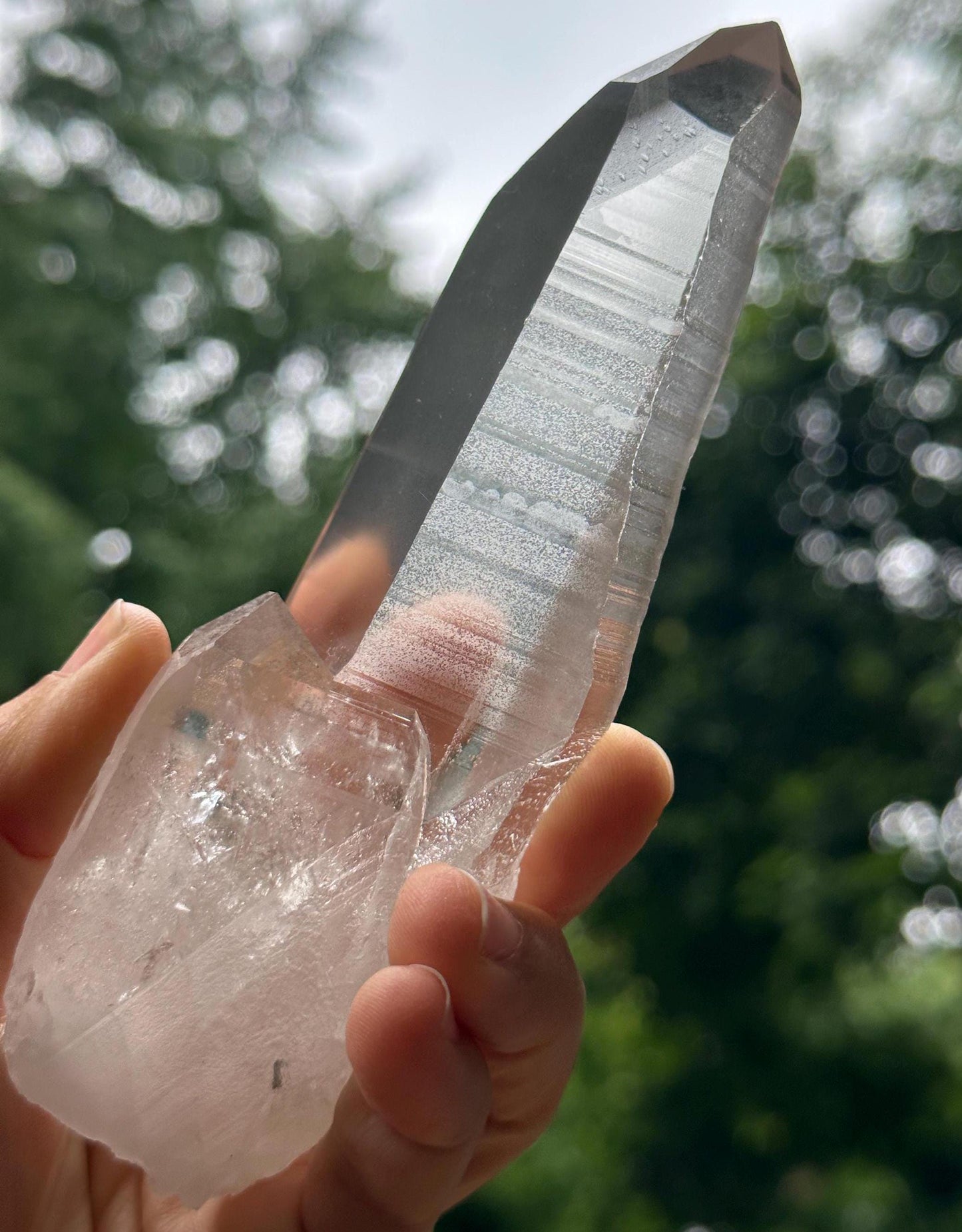 Blue Angel's Feather Included Brazil Lemurian Seeds Quartz Blue Needle Record-keeper Crystal Point/Akashic Striation/Healing/Meditation-236g