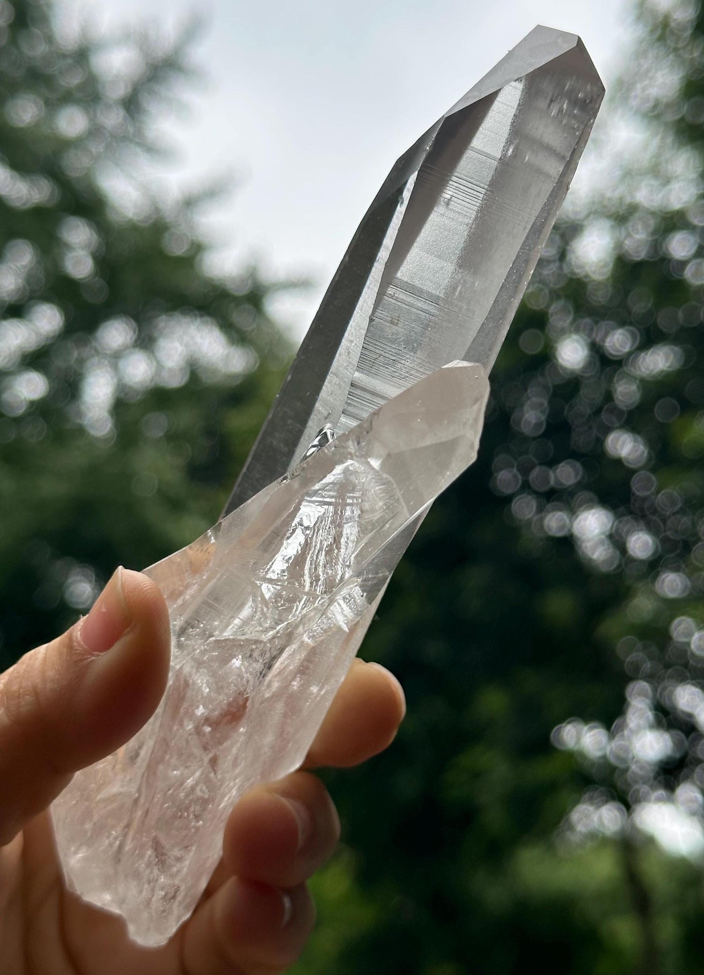 Brazil Lemurian Seeds Time Links Quartz Twins Crystal Point/Akashic Striation/Healing/Meditation/Special Gift-238 g