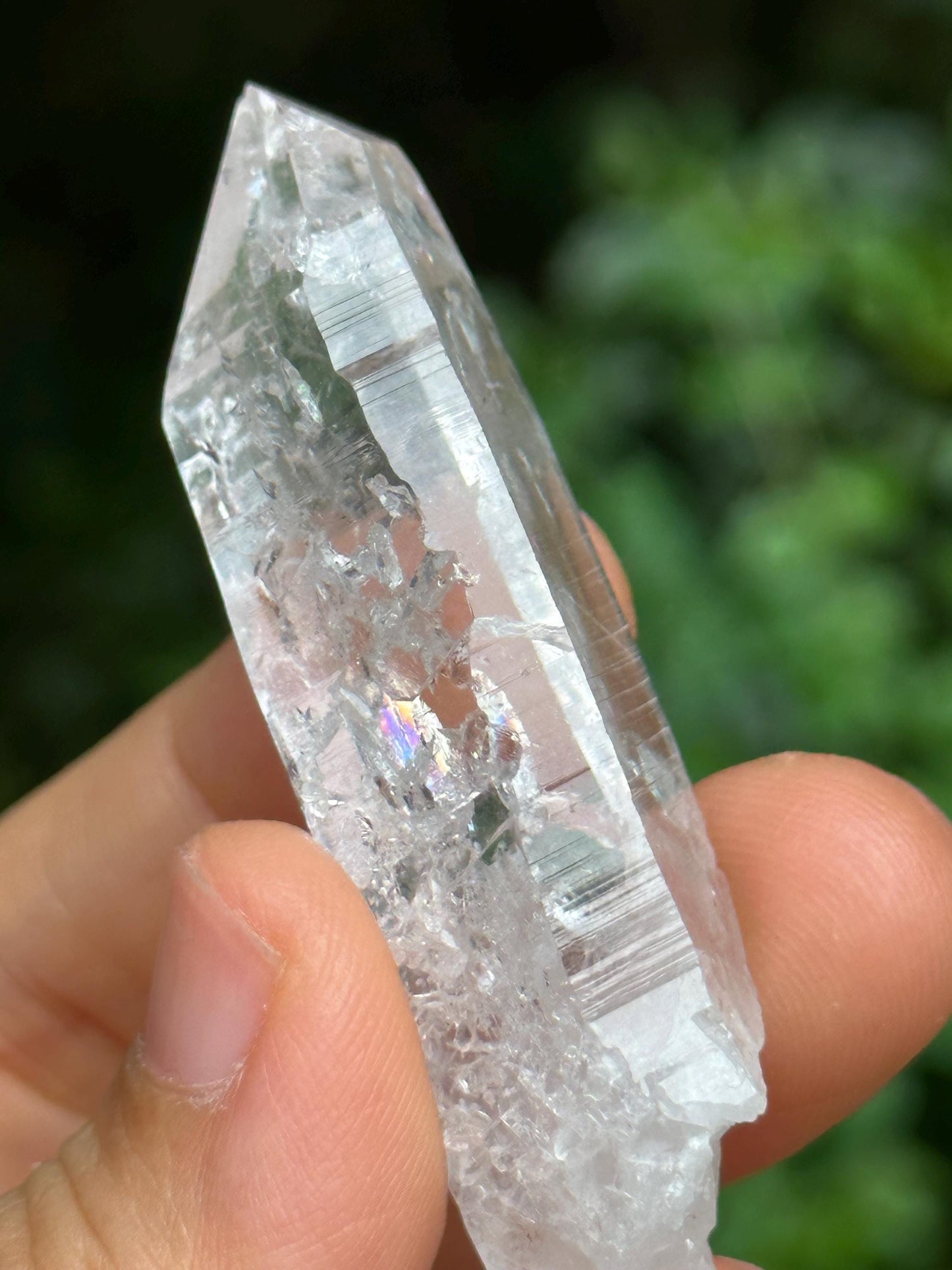 Double Terminated Colombian Shining Glass-skin Clear Lemurian Seeds Quartz Crystal,Akashic Striation/Energy /Reiki/Healing Crystal-25 g