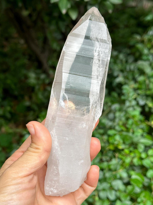 Natural Blue Angel's Feather Included Brazil Lemurian Seeds Quartz Muzo Blue Needle Crystal Point /Akashic Striation/Healing/Meditation-374g