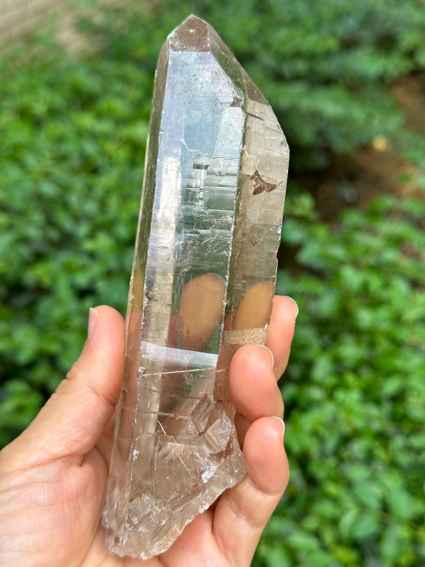 Natural Clear Smoky Macro-mosaic Quartz Crystal Point /Energy/Reiki/Healing/Meditation/Collection -419 g