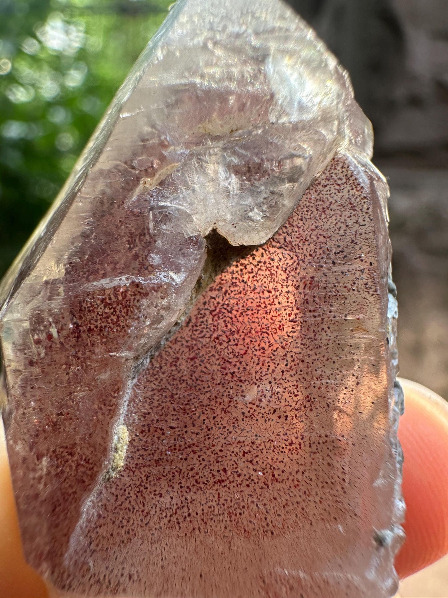 Rare Shining Skeletal Strawberry Quartz Crystal/Limonite Goethite Included/Hematite Crystal Specimen/Meditation Stone-45 g