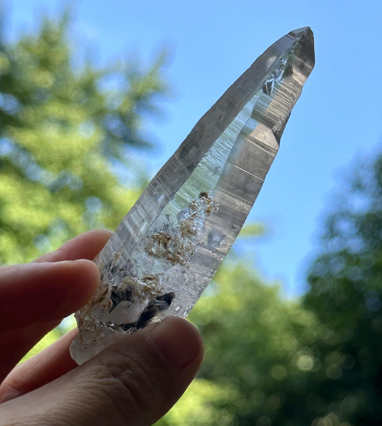 Clear Himalayan Lemurian Laser Quartz Crystal Wand Tourmaline Included/Energy/Reiki/Healing/Meditation/Collection/Generator Crystal -71 g