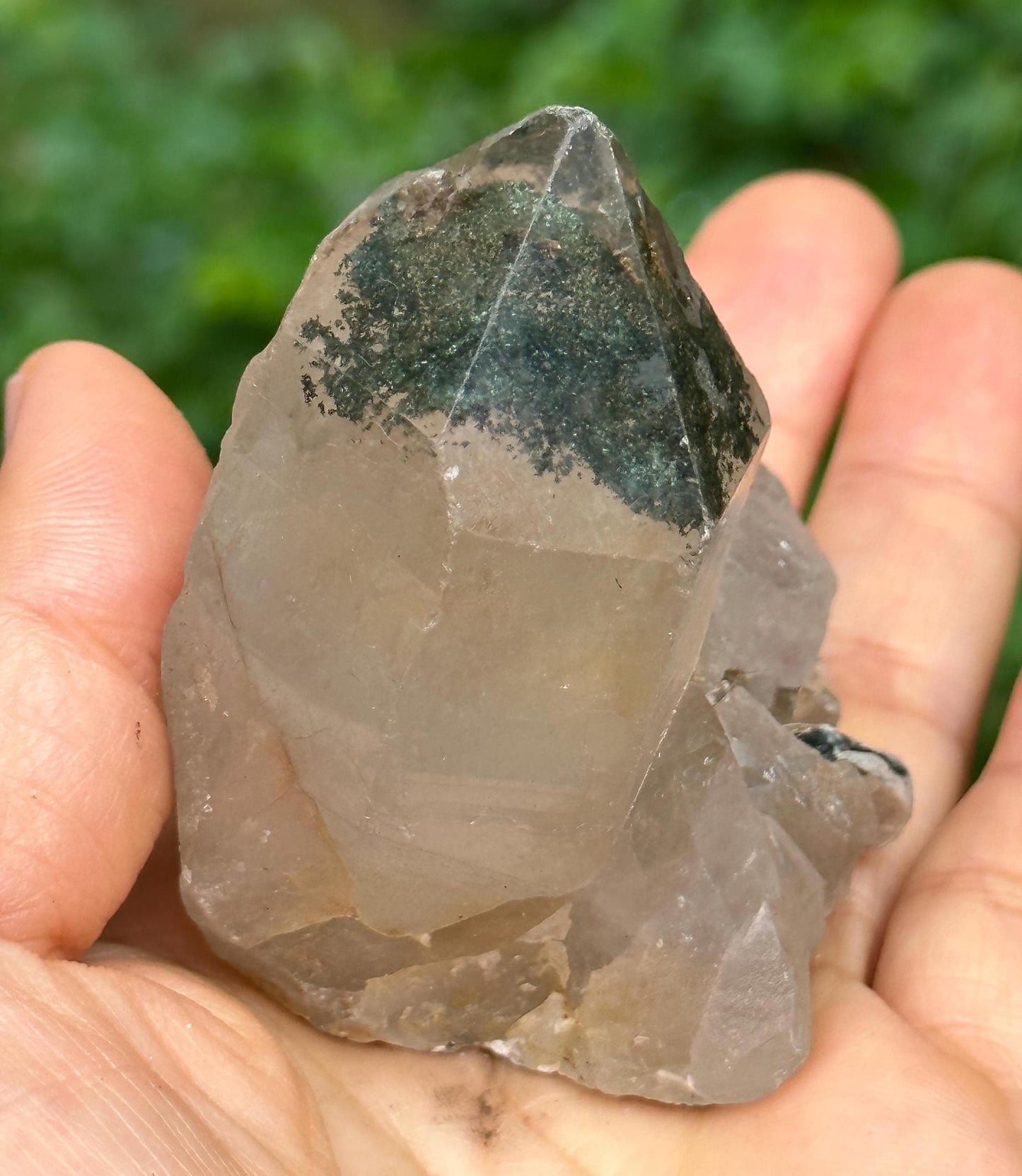 Raw Green Phantom Pyramid Included Quartz Crystal Point/Chlorite Quartz Inclusion/Energy Crystal/Crystal Collection/Meditation/Healing-149 g