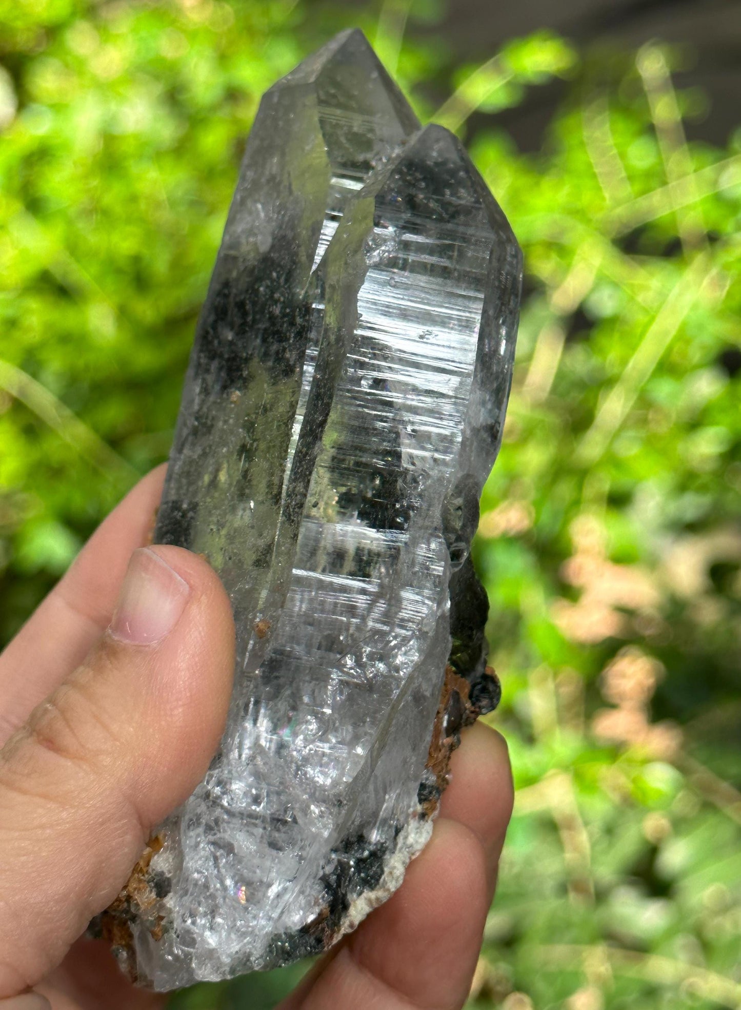 Raw Shining Twins Green Phantom Quartz Crystal/Chlorite Quartz Inclusion/Tibet Energy Crystal/Crystal Collection/Meditation/Healing-201 g