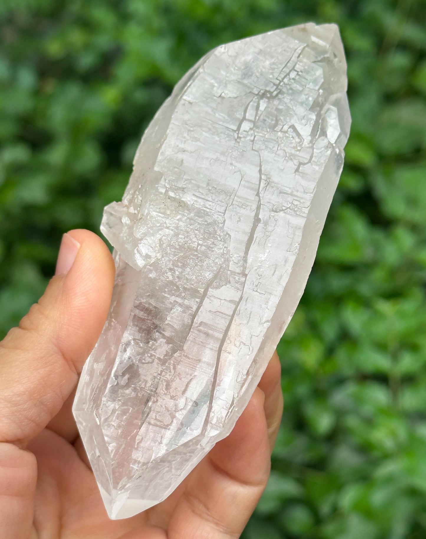 Natural Clear Double Terminated Mosaic Quartz Crystal Point/Energy Crystal/Healing Crystal/Meditation Crystal-200 g