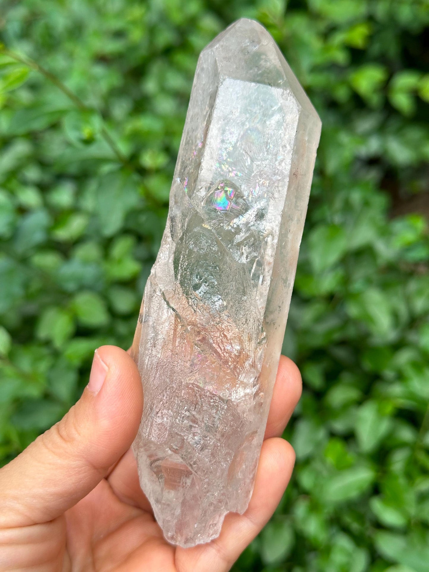 Natural Himalayan Rainbow Quartz Crystal Point/Quartz Inclusion/Energy Crystal/Healing Crystal/Meditation Crystal-220 g