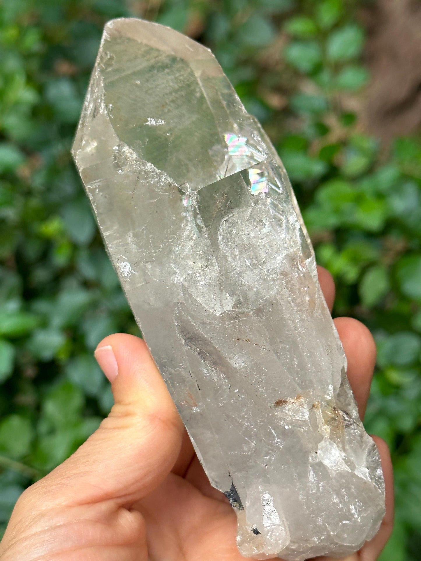 Clear Rainbow Himalayan Record-keeper Quartz Crystal Point/Energy Crystal/Reiki/Healing/Meditation-449 g