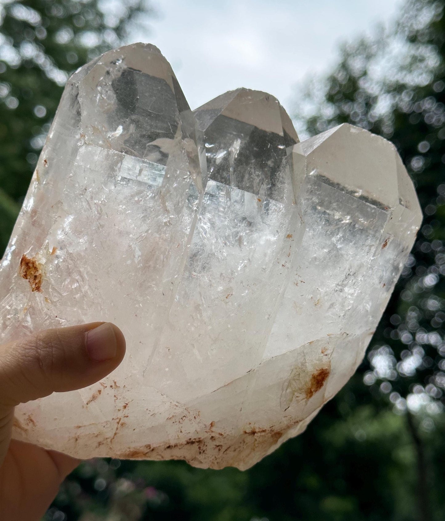 Large Clear Tantric Twins Master Record-keeper Quartz Crystal Point/Energy Crystal/Reiki/Healing Crystal/Meditation-1586 g