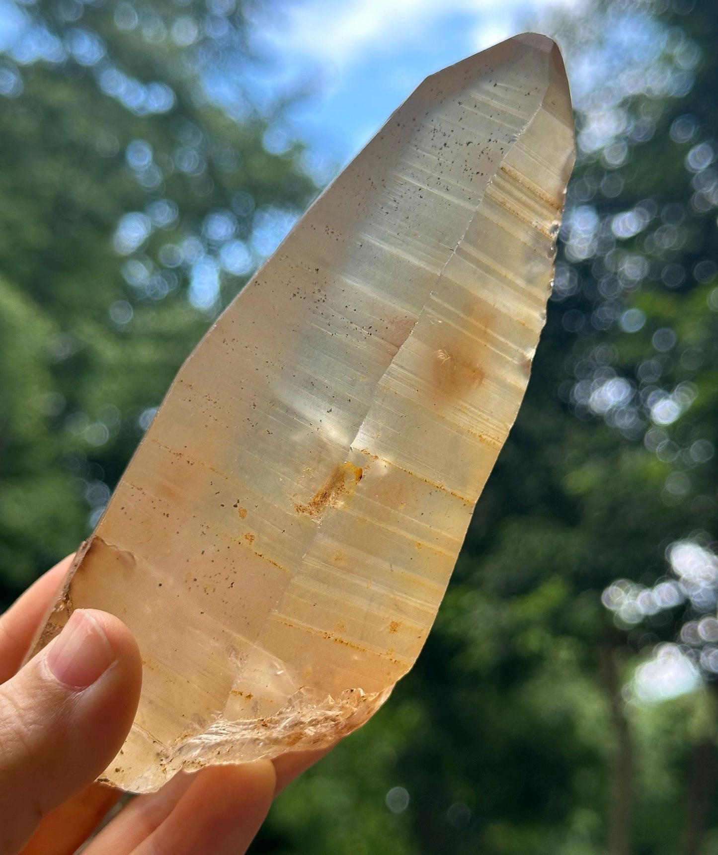 Rare Natural Golden Surface Lemurian Seeds Quartz Crystal Point/Golden Hematite Quartz/Tangerine Crystal/Special Gift/Mediation-343 g