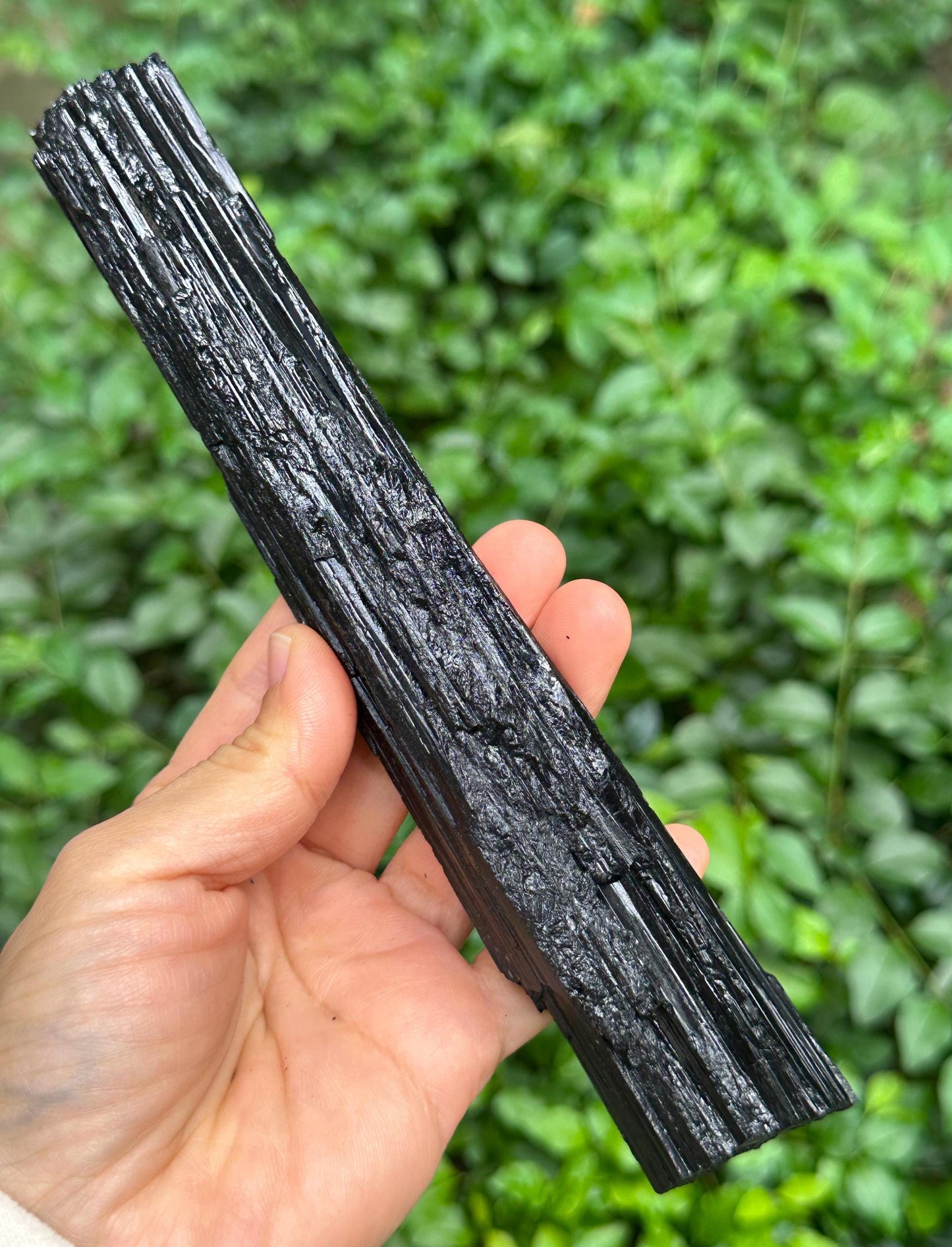 7.9" LONG Raw Black Tourmaline Crystal/Shining Tourmaline Specimen/Rough Tourmaline Specimen/Collection/Meditation/Healing-305 g