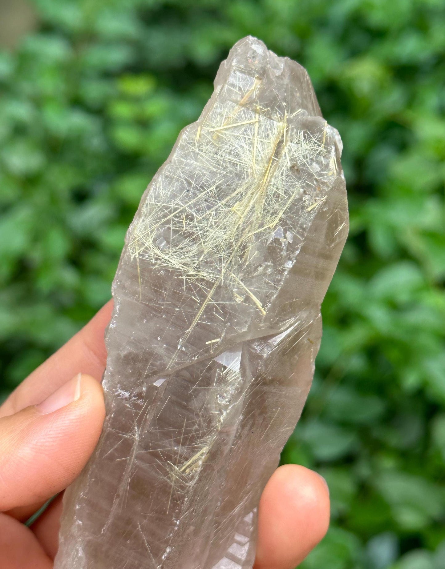 Raw Elestial Double Terminated Golden Rutile Quartz Crystal/Rutilated Golden Needles Included Energy Crystal/Reiki/Healing/Meditation-162 g