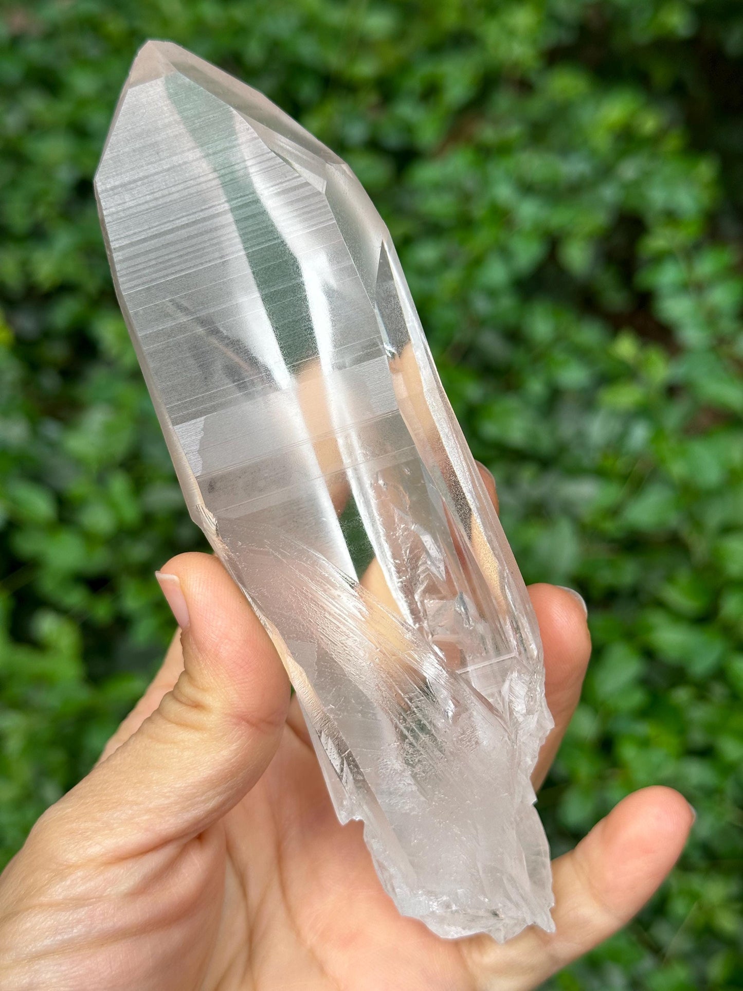 Natural Blue Angel's Feather Included Brazil Lemurian Seeds Quartz Muzo Blue Needle Crystal Point /Akashic Striation/Healing/Meditation-299g