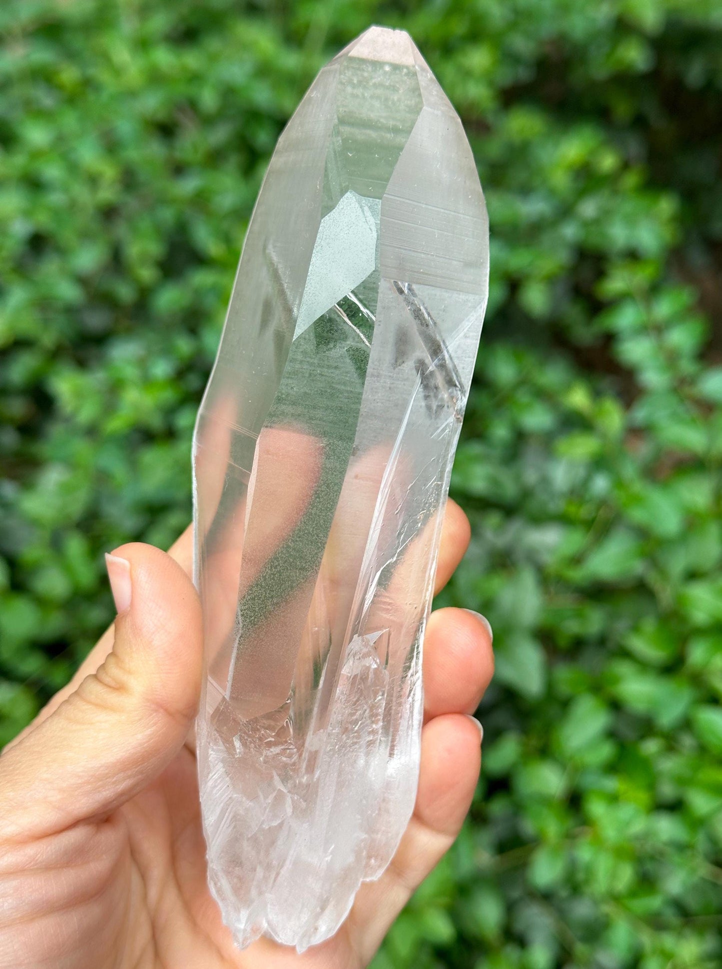 Natural Blue Angel's Feather Included Brazil Lemurian Seeds Quartz Muzo Blue Needle Crystal Point /Akashic Striation/Healing/Meditation-299g