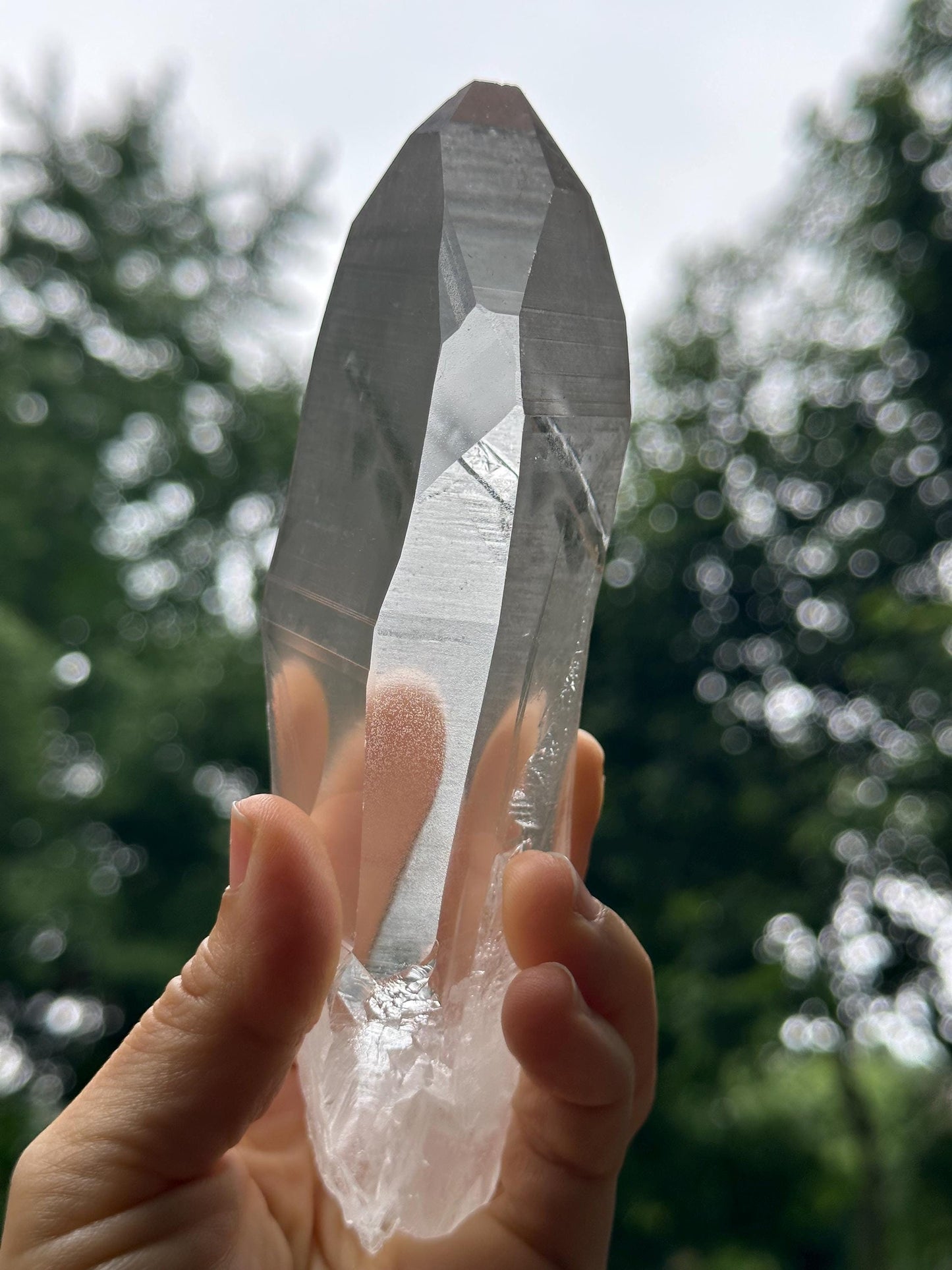 Natural Blue Angel's Feather Included Brazil Lemurian Seeds Quartz Muzo Blue Needle Crystal Point /Akashic Striation/Healing/Meditation-299g