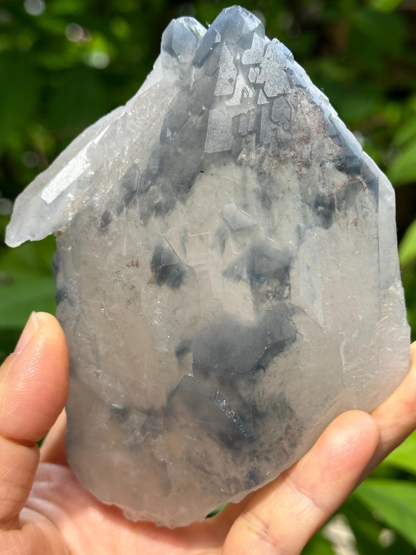 Natural DT Elestial Castle Quartz Crystal with Blue Dumortierite Including/Blue Rutile Needle Included/Inclusion Quartz-479 g