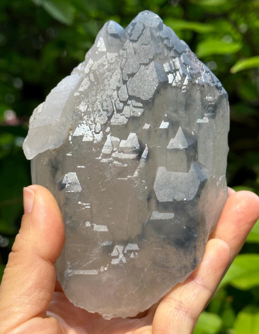 Natural DT Elestial Castle Quartz Crystal with Blue Dumortierite Including/Blue Rutile Needle Included/Inclusion Quartz-479 g