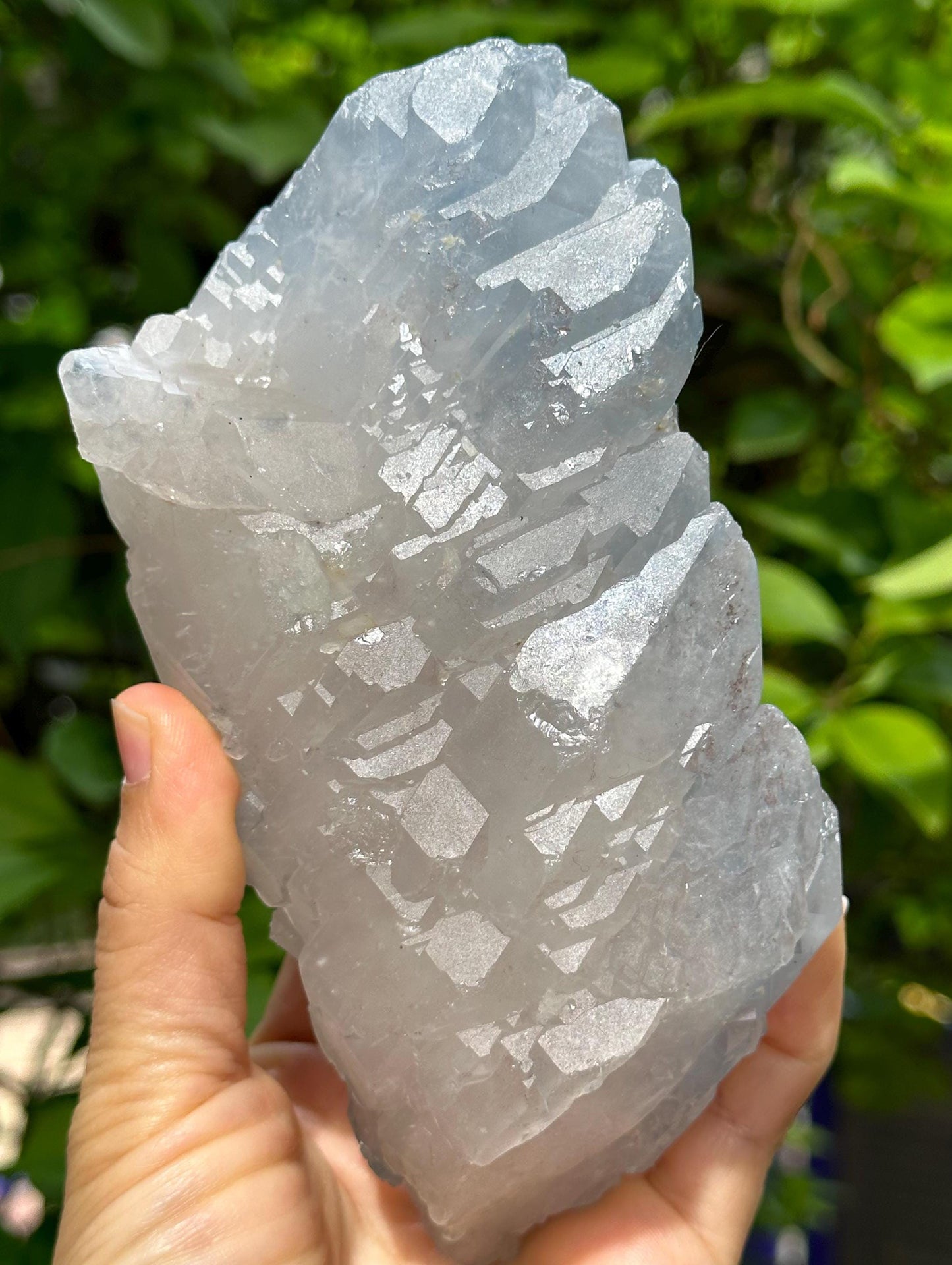 Rough DT Elestial Castle Quartz Crystal with Blue Dumortierite Including/Blue Rutile Needle Included/Inclusion Quartz-725 g