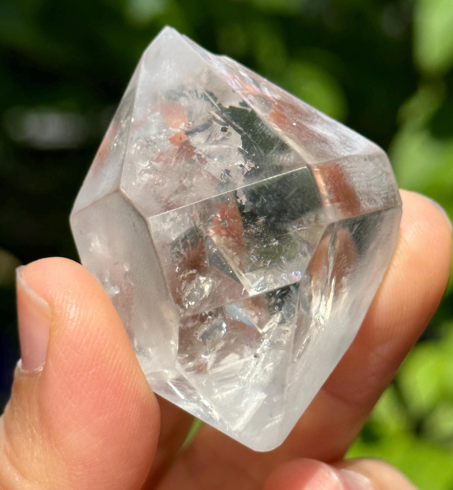 Clear Rainbow Herkimer Diamond Double Terminated Quartz Crystal with Floating Crystal/Specimen/Healing/Yungui Crystal-46 g