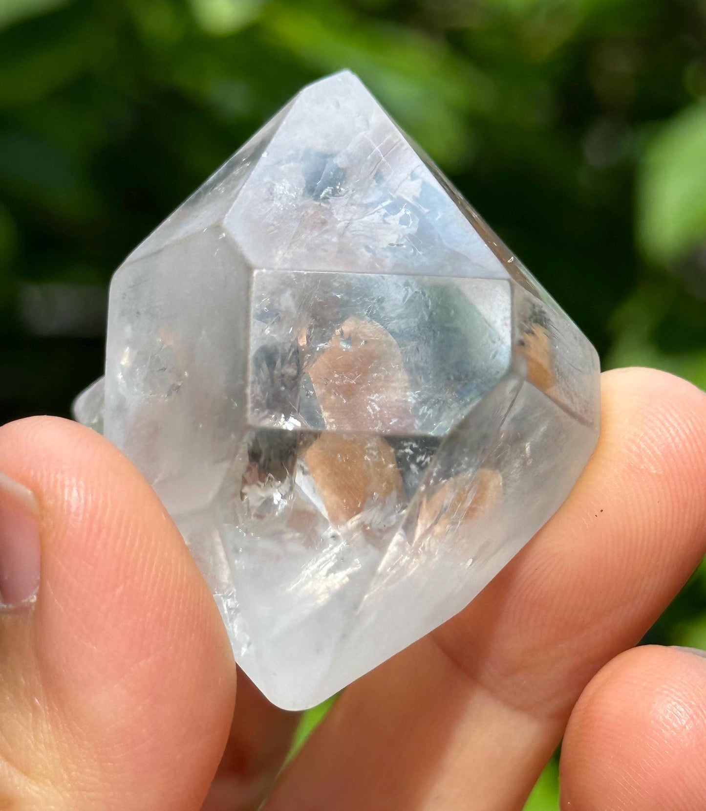 Clear Rainbow Herkimer Diamond Double Terminated Quartz Crystal with Floating Crystal/Specimen/Healing/Yungui Crystal-46 g