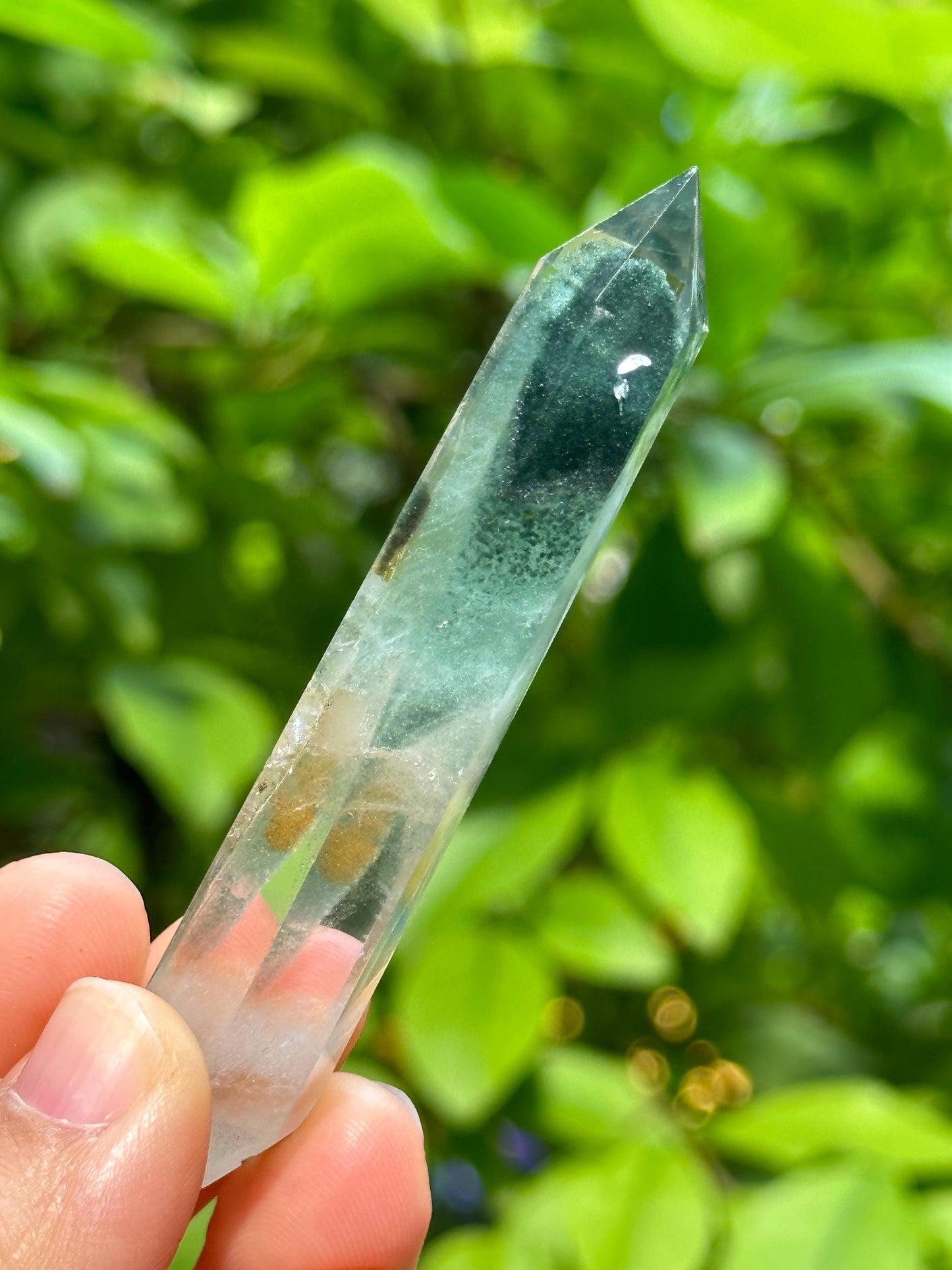 Rare Clear Green Phantom Pyramid Included in Quartz Crystal Point-Polished/Chlorite Inclusion Quartz/Garden Scenic Crystal Collection-24 g