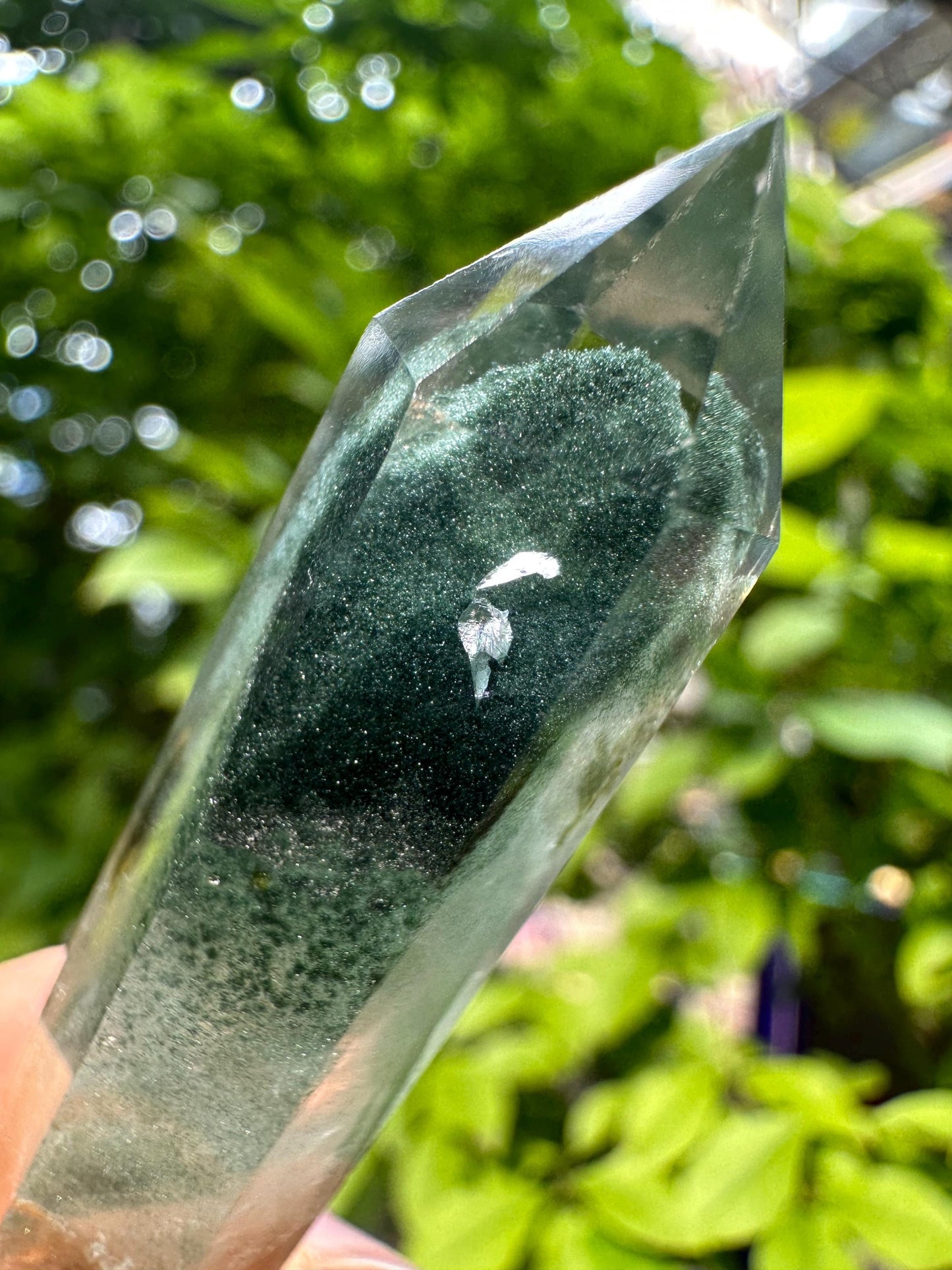 Rare Clear Green Phantom Pyramid Included in Quartz Crystal Point-Polished/Chlorite Inclusion Quartz/Garden Scenic Crystal Collection-24 g