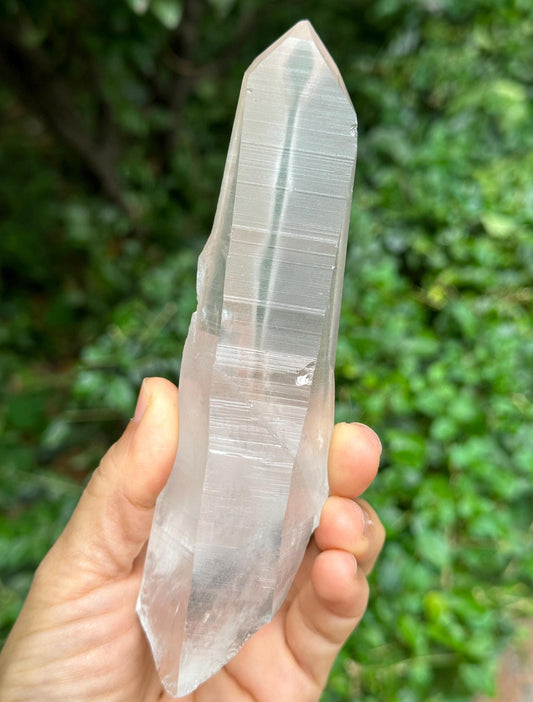 Clear Muzo Crystal Blue Needle Included Record-keeper Lemurian Seeds Quartz/Angel's Feather Laser Crystal/Akashic Striation/Meditation-239 g