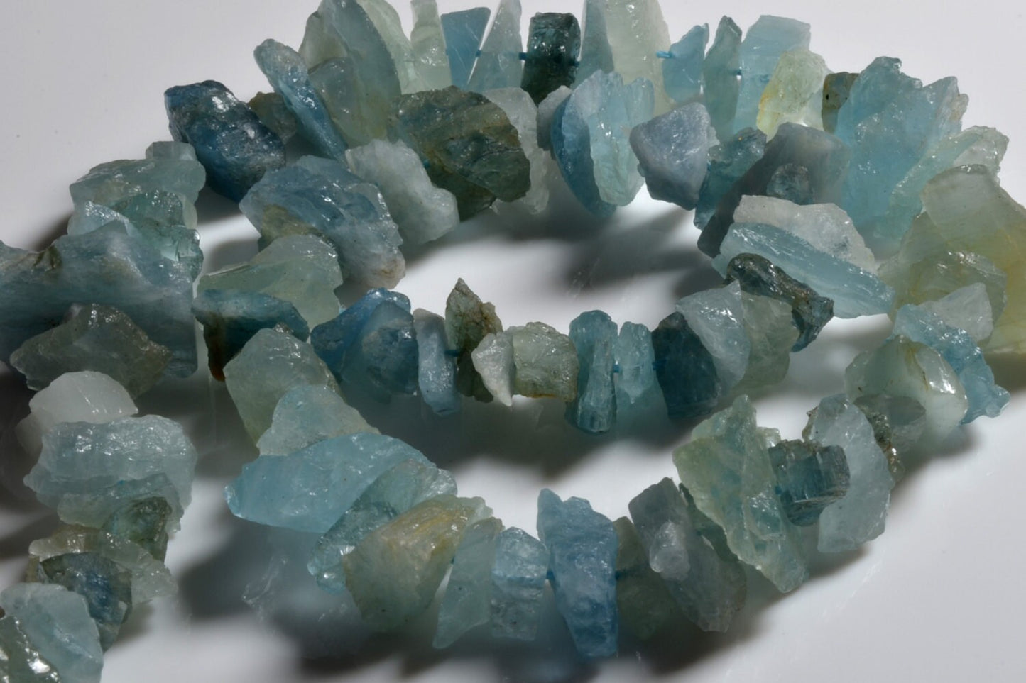 Raw Natural  Aquamarine/ Rough Aquamarine/rarity Larger Raw Aquamarine points- Full Strand -8mm x14mm