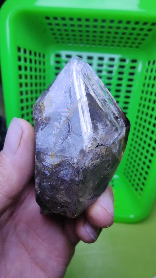 0.6 lb Double Terminated Skeletal Fenster Quartz Crystal point with opening windows