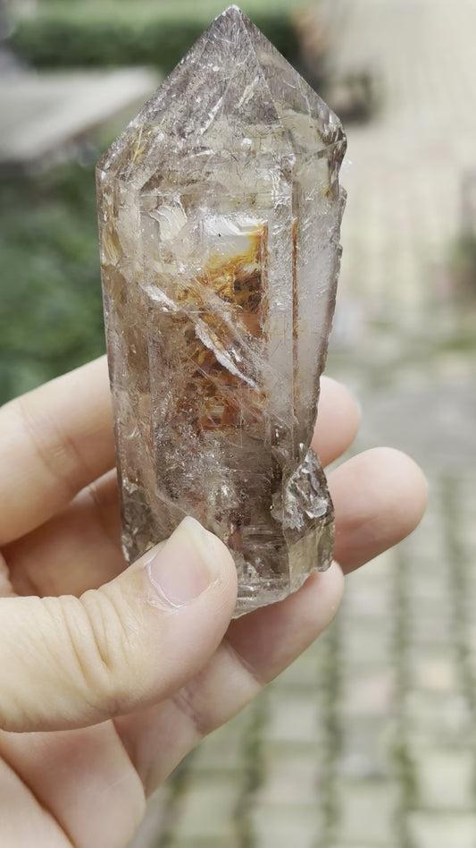 157g Super 7 Skeleton Amethyst Quartz Crystal Points from Madagascar Super Glass Surface