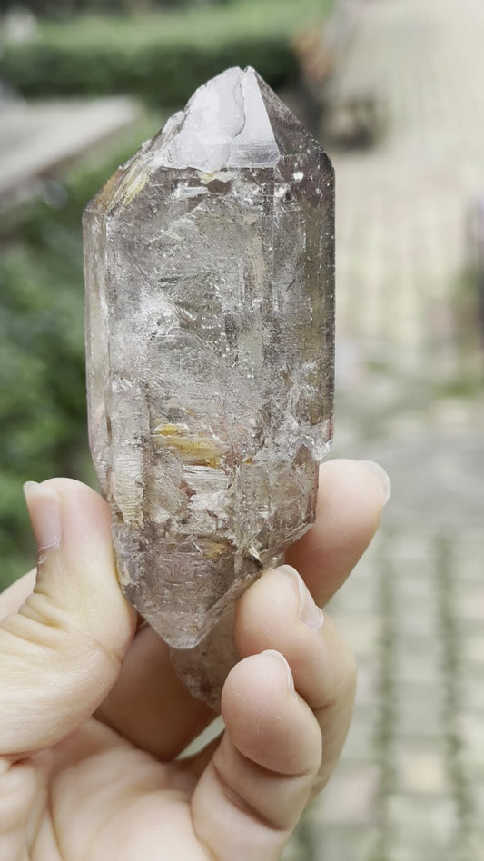 141g Super 7 Skeleton Scepter Amethyst Quartz Crystal Point from Madagascar Super Glass Surface