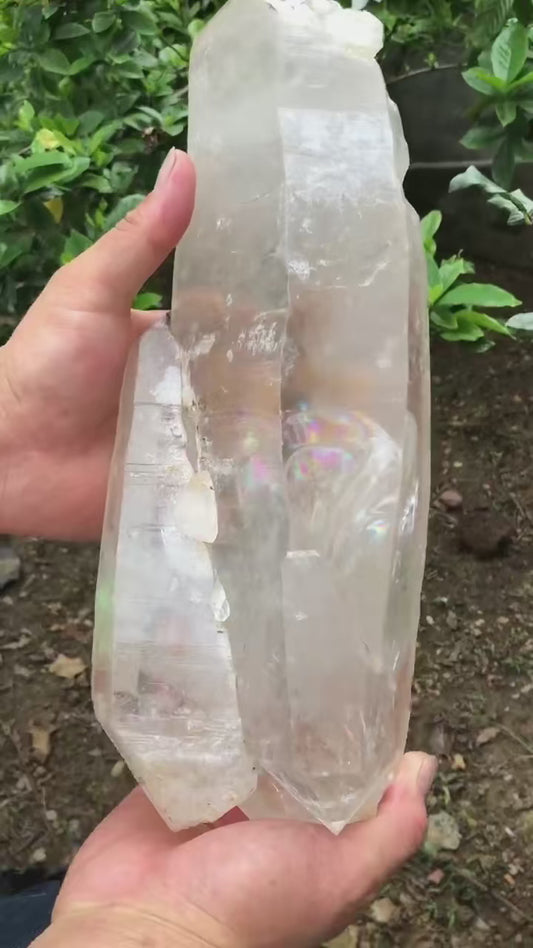 12 lbs Rare Large Double Terminated Floating Quartz Crystal with Rainbow Included