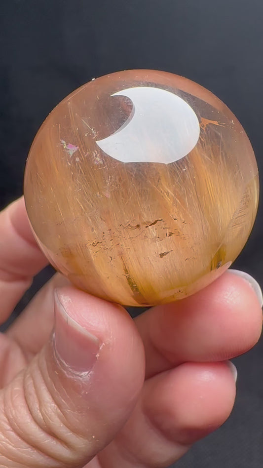 Rare Natural Golden Angel Phantom Quartz Sphere/Natural Yellow Amphibole Included in Quartz Ball/Included Phantom Crystal-36 mm