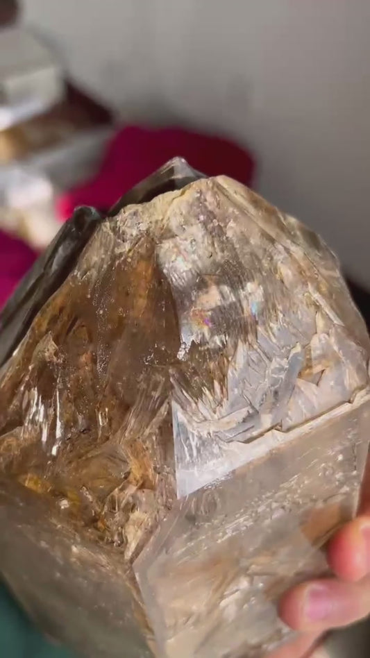 7.1 lbs Rare Collectible Skeletal Fenster Quartz Crystal comes from Pakistan/Smokey Skeleton Crystal Point/Healing Stone/Meditation/Zen
